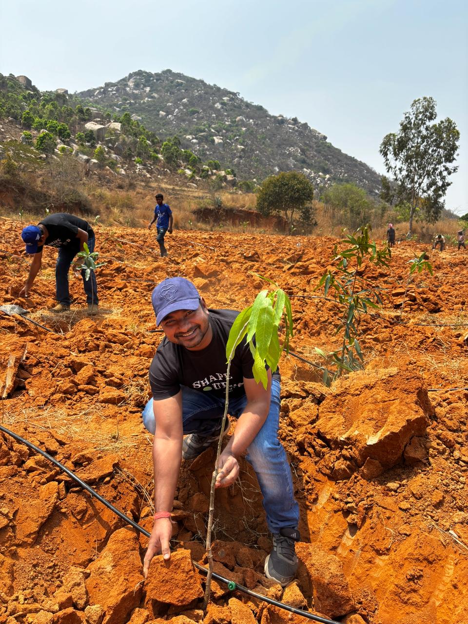 Aahwahan volunteers at a tree plantation drive