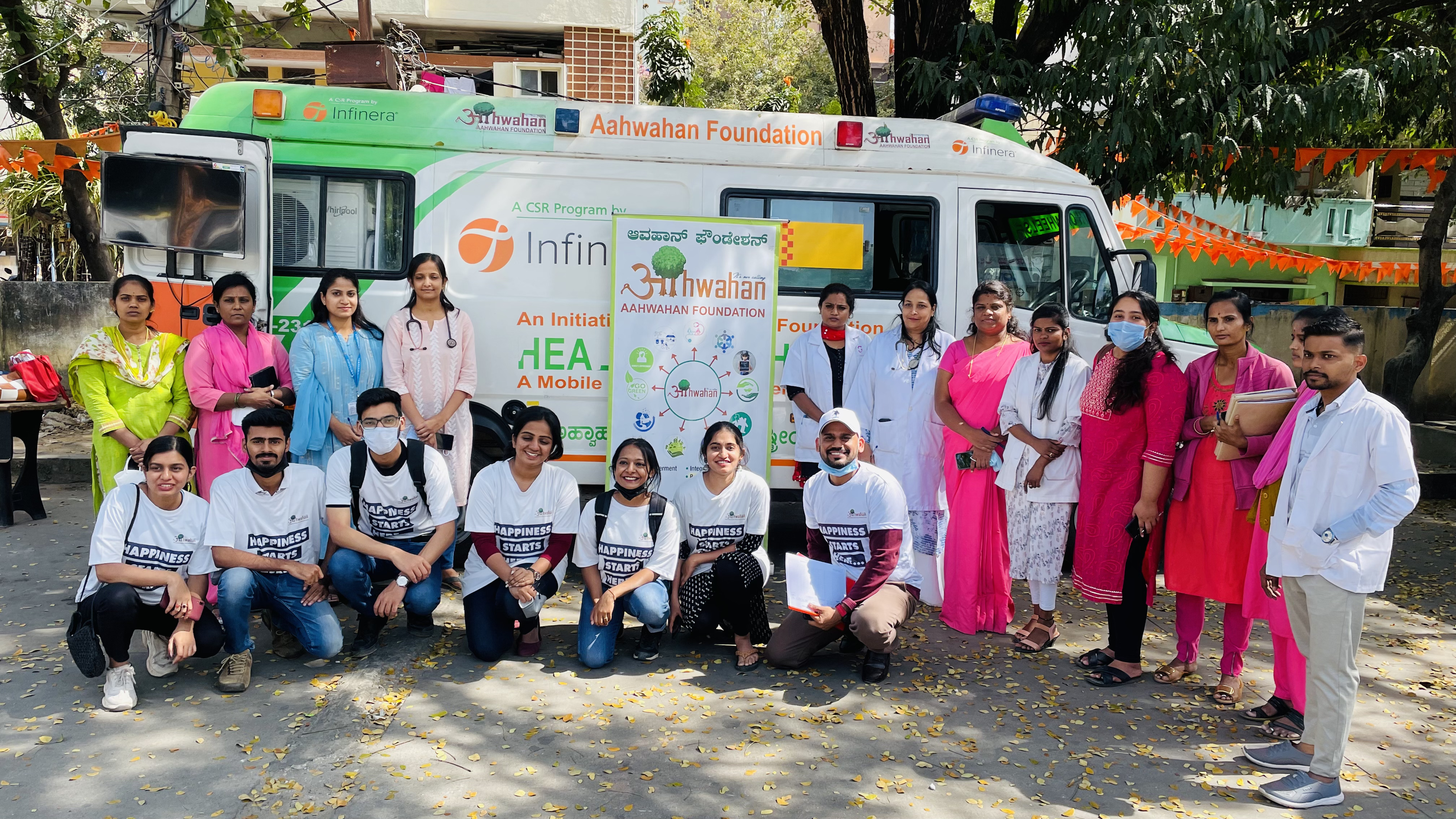 The Aahwahan Health on Wheels mobile hospital at a camp